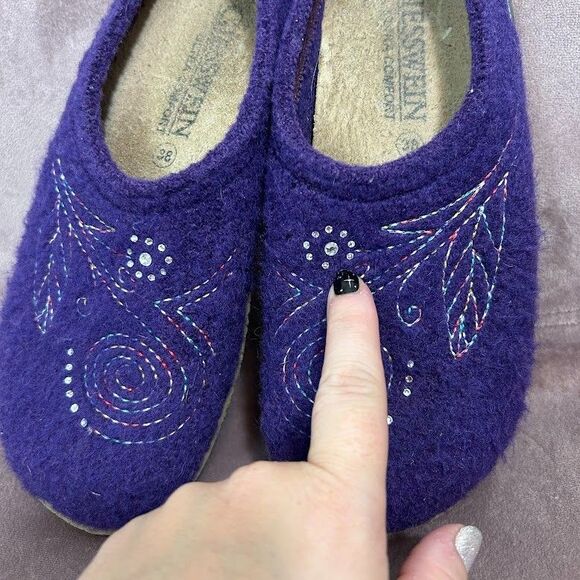 Giesswein Women's Wool Slip On Slippers EUR 38 US 8 Purple Floral - Picture 8 of 10